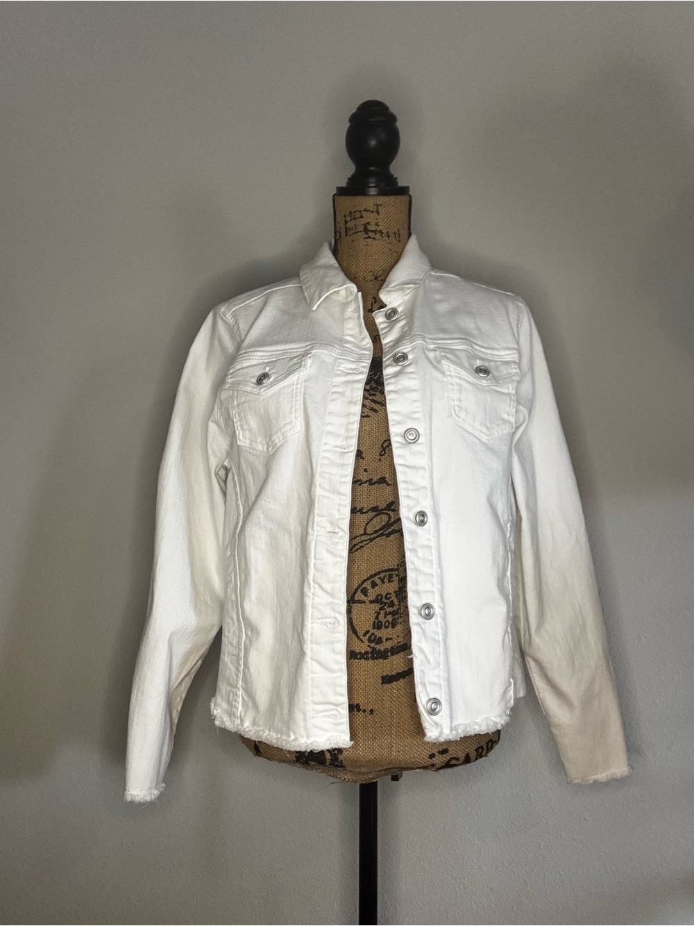DG2 White Women's Denim Jean Jacket - Button Front